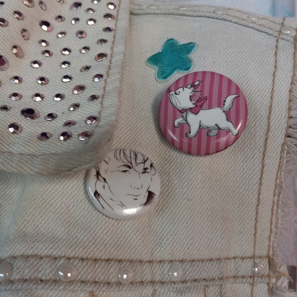 💝Kawaii princess cropped light wash ooak vest! Sparkles & pearls PRICE FIRM - Picture 5 of 16